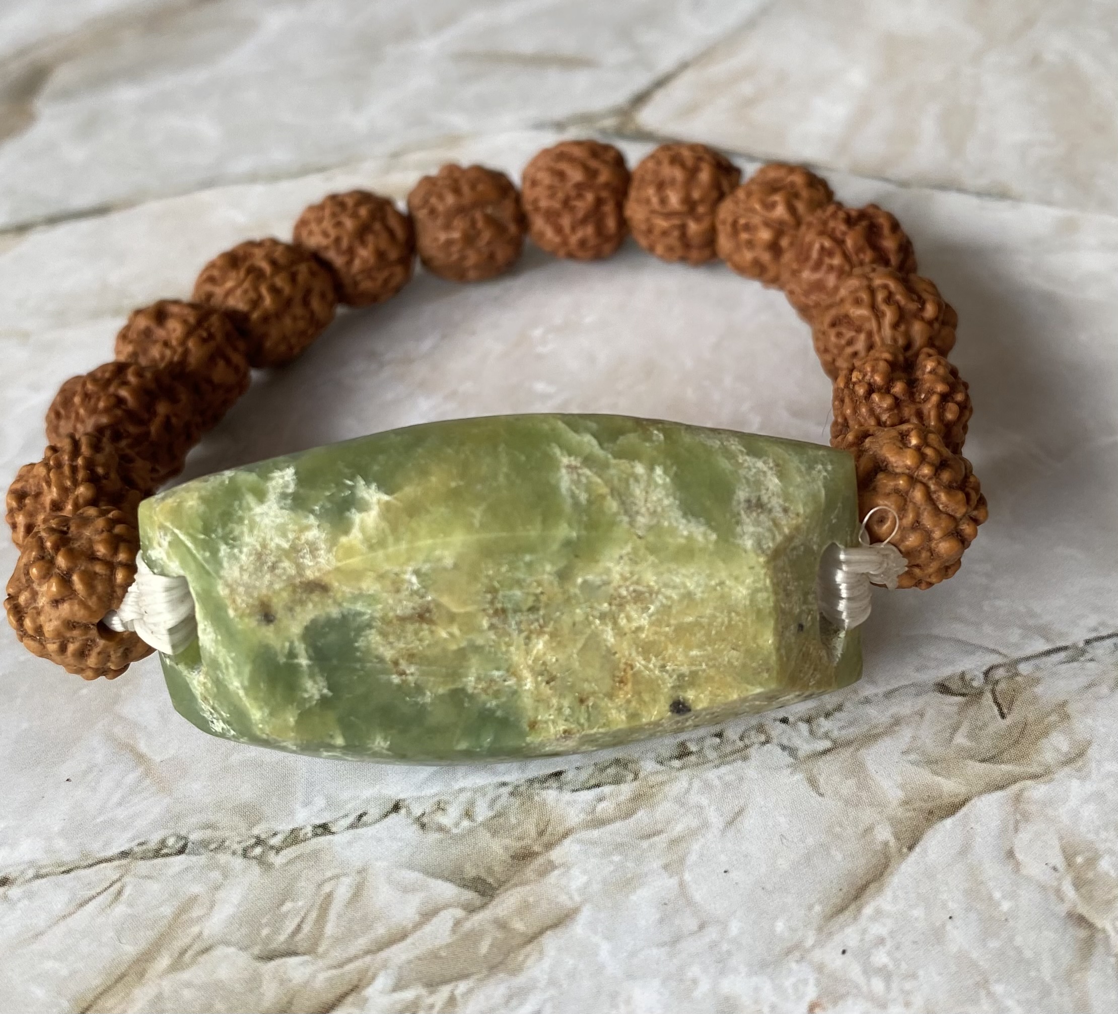 【ニュージーランド産Pounamu】サラスヴァテ女神★ルドラクシャブレスレット