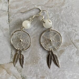 再販！！【ケオン茎ビーズ】ドリームキャッチャーとの融合★シルバー925ピアス