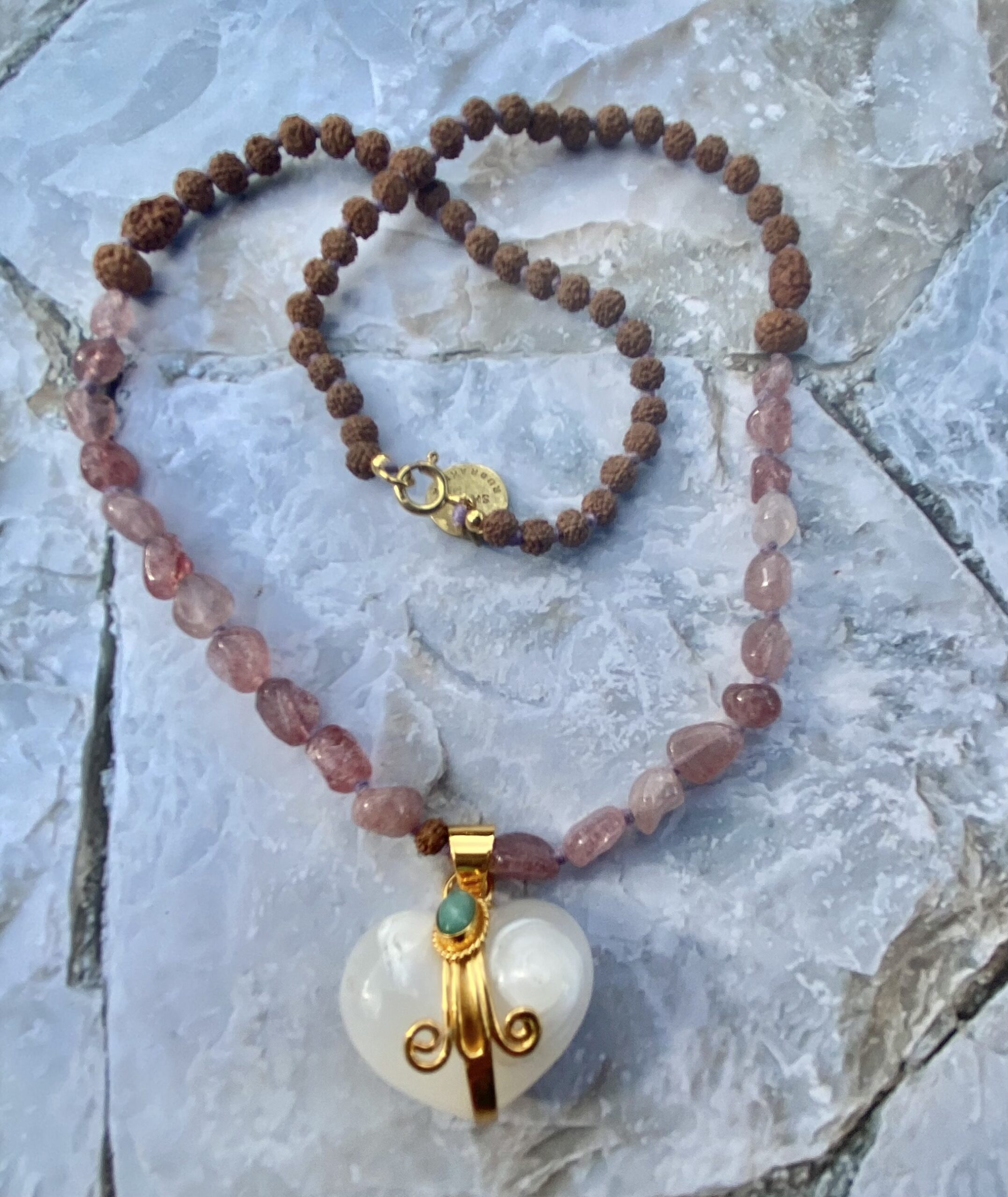 【ハートケオン】２面＆７面★ストロベリークオーツ★ネックレス