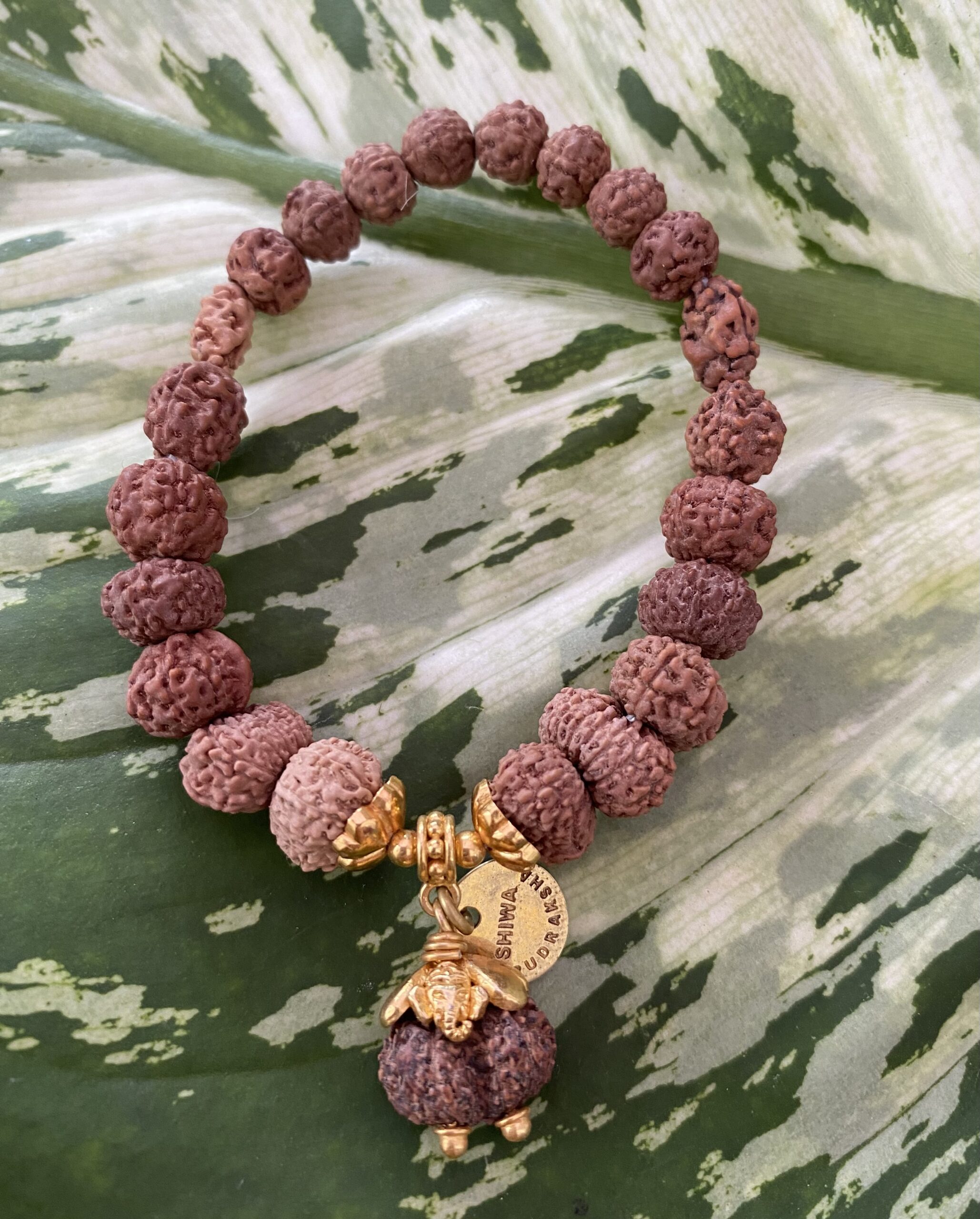 【シッダブレス】小粒０面～14面★ガネーシャ四つ葉ゴールドキャップ(25-H)