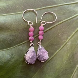 【アメジストクラスター】ピンクルビー★シルバーピアス