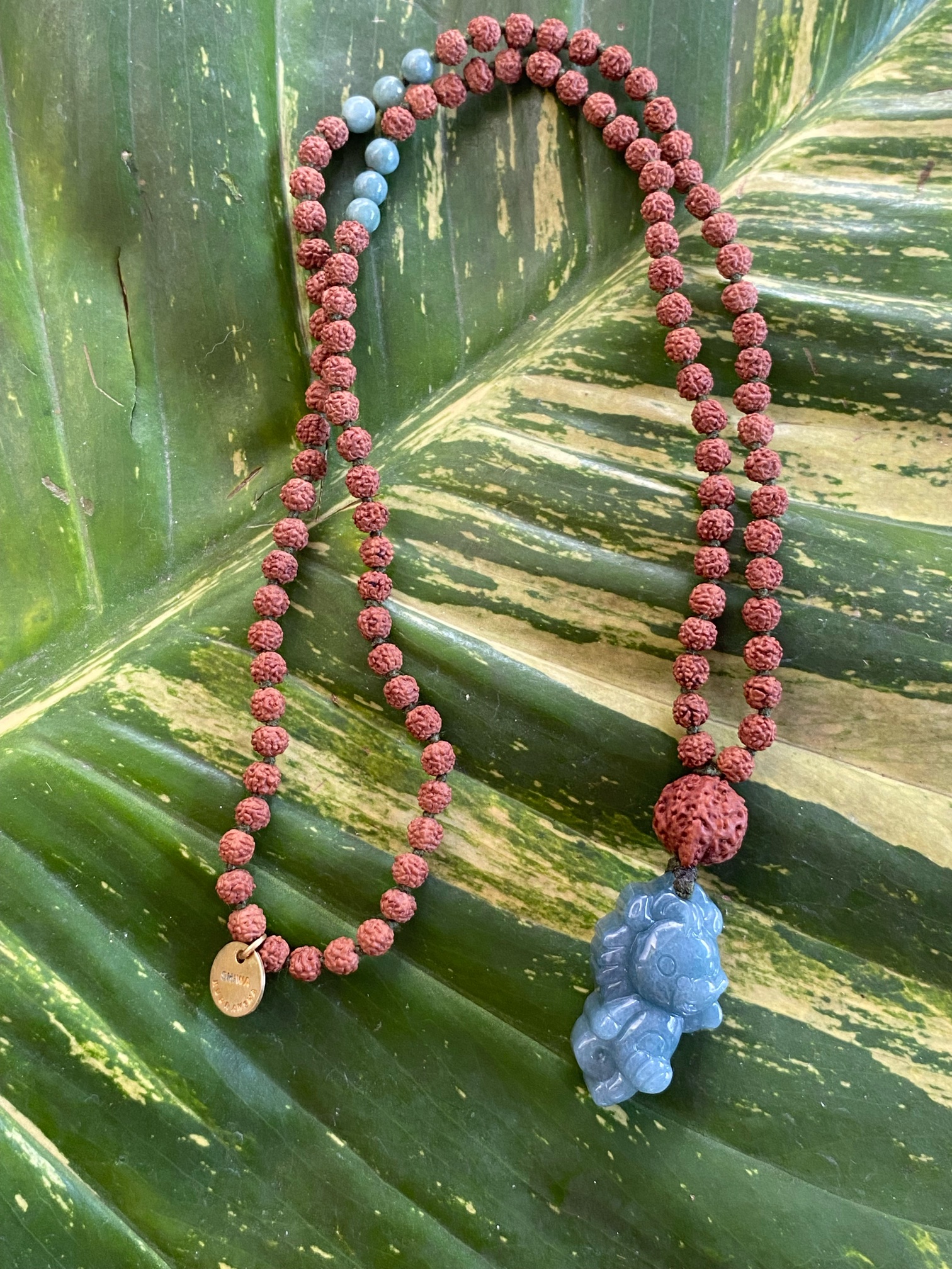 【馬の翡翠】鼻付きガネー7面★１０８粒マーラー