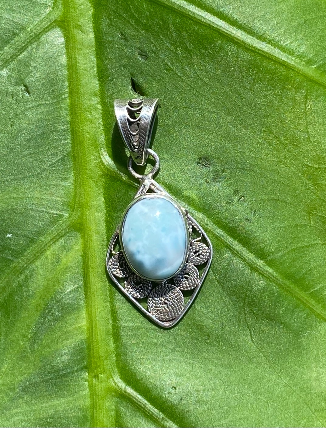 【ドミニカ共和国産ラリマー】フィリグリー★ミニペンダントトップ