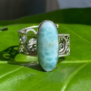 【ドミニカ共和国産ラリマー】フィリグリー★シルバーリング