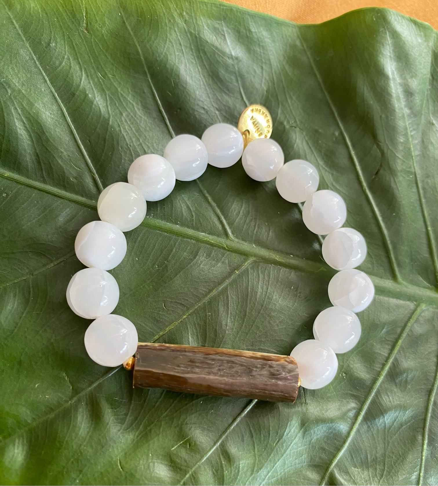 【インドネシア産グリーンウリ】ケオン茎ビーズ★ブレスレット