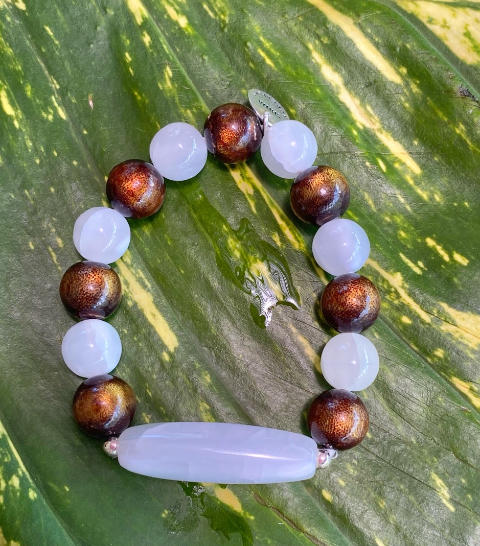 【ケオン茎天珠】ケオン茎ビーズ＆ゴールドウリ★ブレスレット