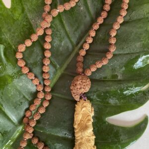 【ガネーシャ彫刻】サウォ（sawo）ウッド★鼻付きガネーシャ★１０８粒マーラー