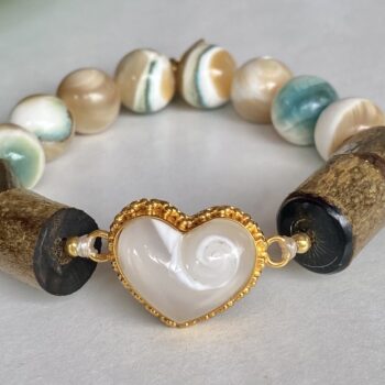 入魂儀式済ハートケオン】夜光貝＆ウリ☆ブレスレット | シワ
