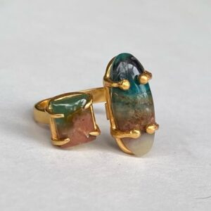 値下げしてます！！【インドネシア産オパライズドウッド】フォークリング（２５ーB）