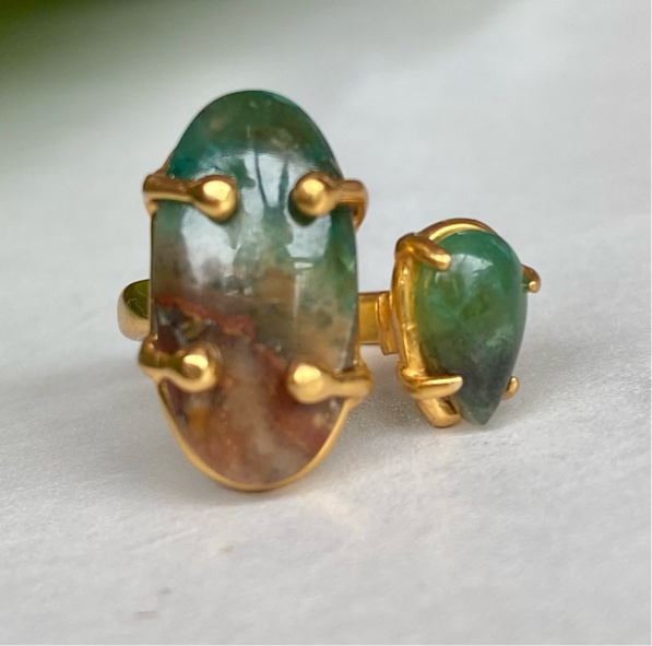 値下げしてます！！【インドネシア産オパライズドウッド】フォークリング（２５ーA）