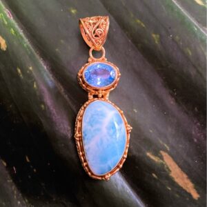 訳あり特価【ラリマー＆ブルートパーズ】ペンダントトップ（２５ーA）