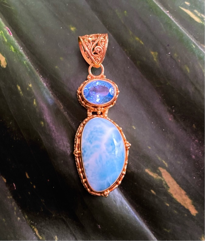 訳あり特価【ラリマー＆ブルートパーズ】ペンダントトップ（２５ーA）