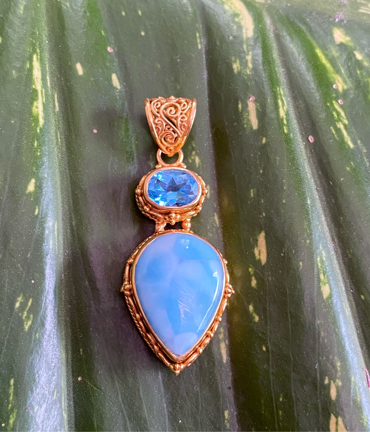 訳あり特価【ラリマー＆ブルートパーズ】ペンダントトップ（２５ーB）