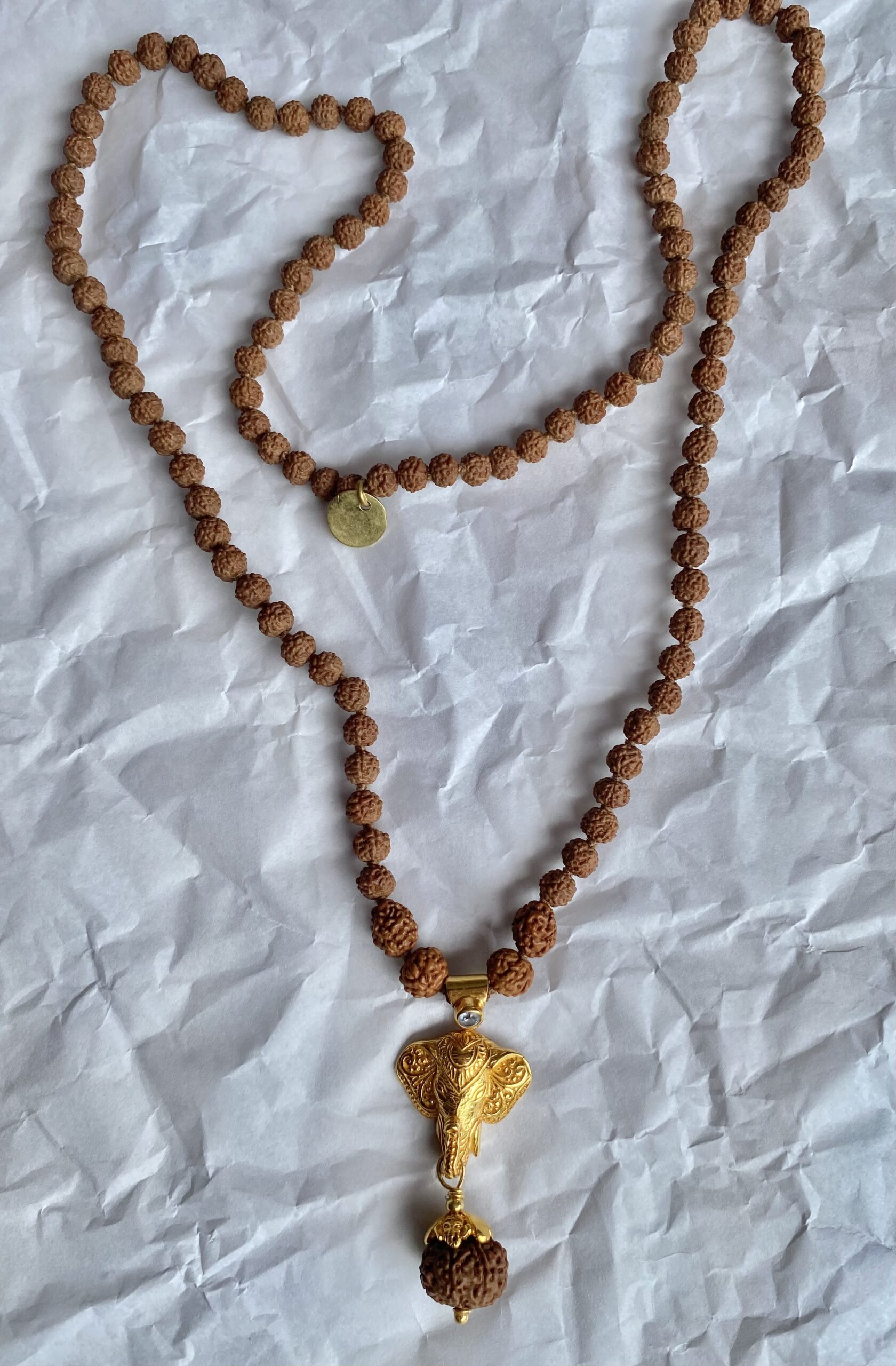 【8面ガネーシャ（ブルートパーズ）】4面＆６面★１０８粒マーラー