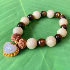 【ハート型ケオン】７面＆８面★ゴールドウリ＆ホワイト珊瑚★ブレスレット