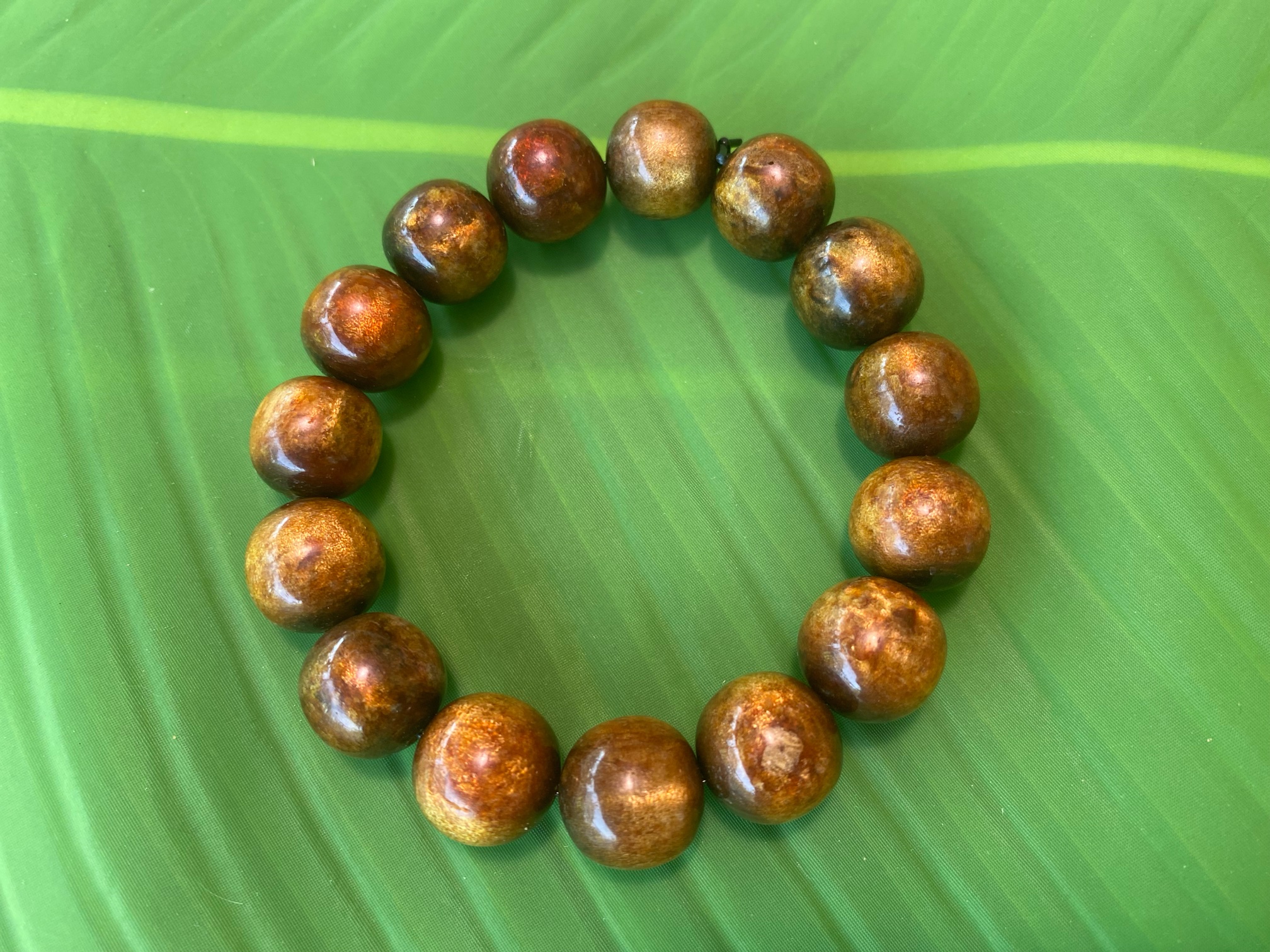 インドネシア産【ゴールド・ウリ（金珊瑚）】ブレスレット★サイズ１５㎜