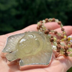 【リビアングラス】ツタンカーメン＆スカル★極小５面＆ペリドット★ネックレス